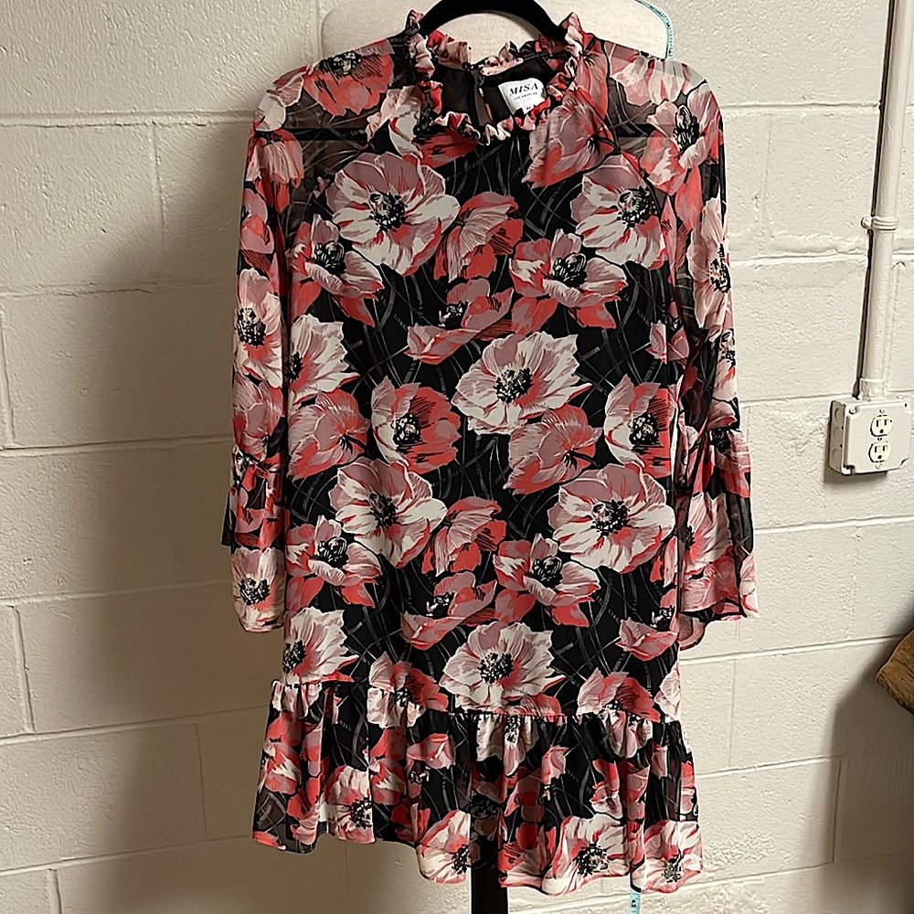 Misa Los Angeles Floral Dress - Black and Pink